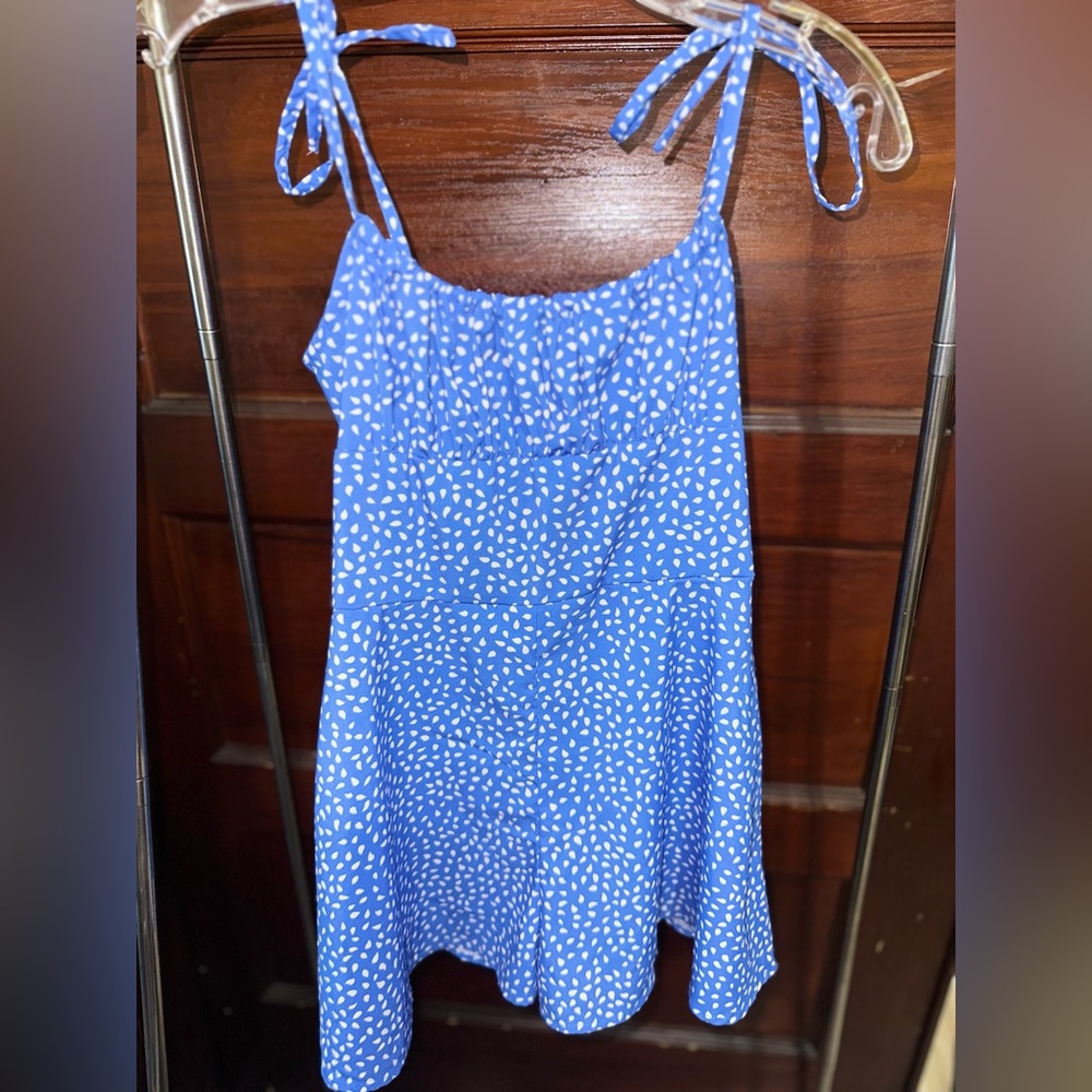 Blue and White Spotted Romper